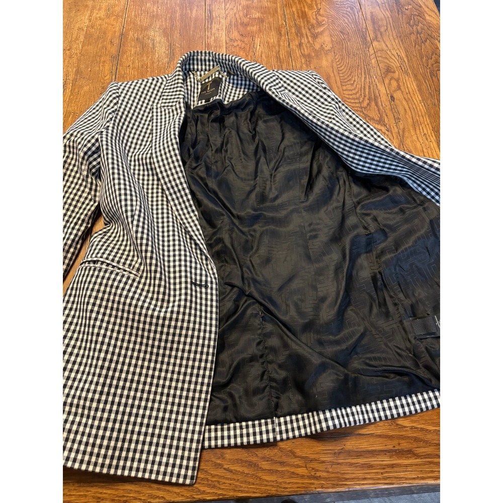 Ted Baker Reyhan Black & White Gingham Single Button Tailored Jacket size 2 - Picture 5 of 12